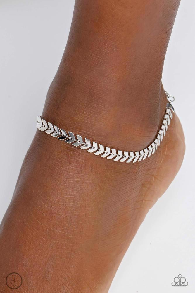 Point In Time Silver Anklet- Paparazzi