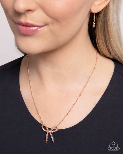 Bridesmaid Bow Rose Gold Necklace- Paparazzi