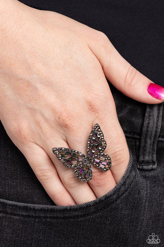 Flauntable Flutter Multi Ring (Black)- Paparazzi