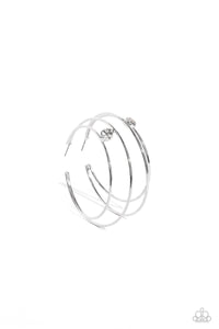 Theater HOOP White Earrings- Paparazzi