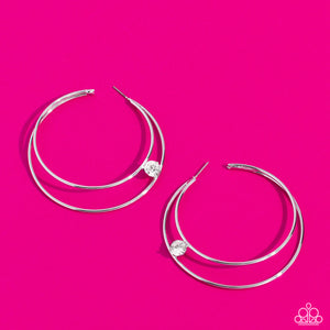 Theater HOOP White Earrings- Paparazzi