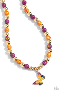 Speckled Story Orange Necklace- Paparazzi