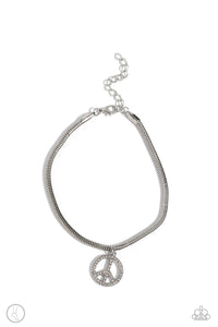 Pampered Peacemaker White Anklet- Paparazzi