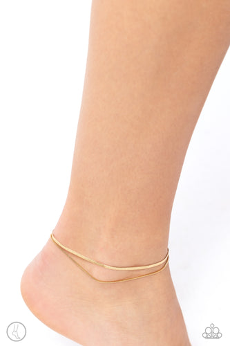 Glistening Gauge Gold Anklet- Paparazzi