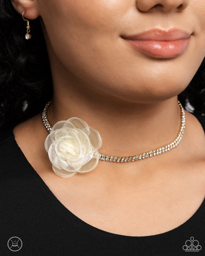 Rosy Range Gold Choker Necklace- Paparazzi