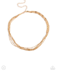 Monochromatic Marvel Gold Choker Necklace- Paparazzi