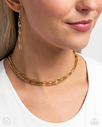 Monochromatic Marvel Gold Choker Necklace- Paparazzi