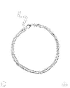 Dainty Declaration White Anklet- Paparazzi