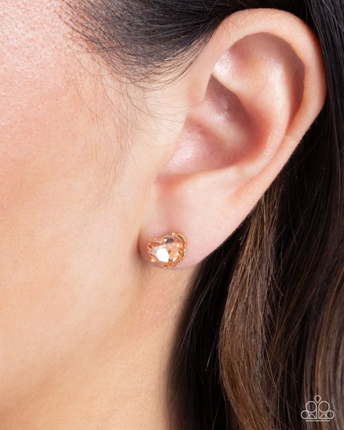 Sweetheart Stunner Gold Post Earrings- Paparazzi