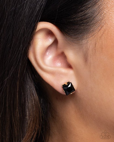 Squared Soprano Black Earrings- Paparazzi
