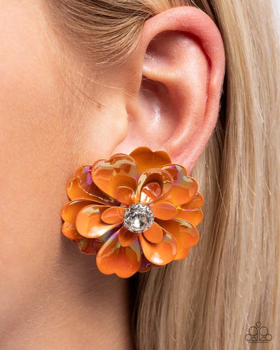 Growth Rate Orange Earrings- Paparazzi