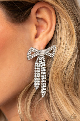 Just BOW With It White Earrings- Paparazzi