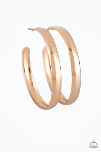 A Double Feature Gold Hoop Earring- Paparazzi