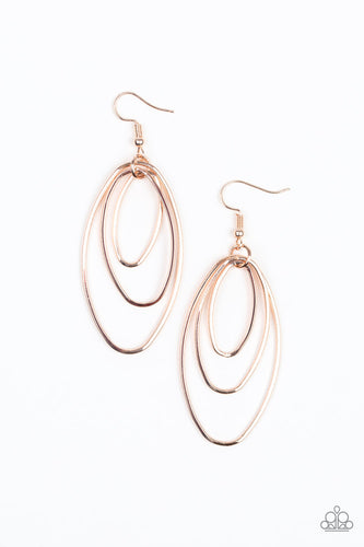 All Oval The Place Rose Gold Earrings- Paparazzi