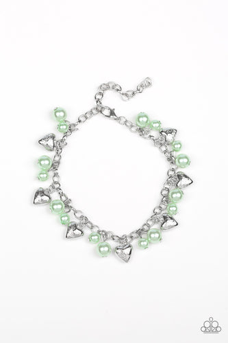 One Of A KIND- HEARTED Green Bracelet- Paparazzi