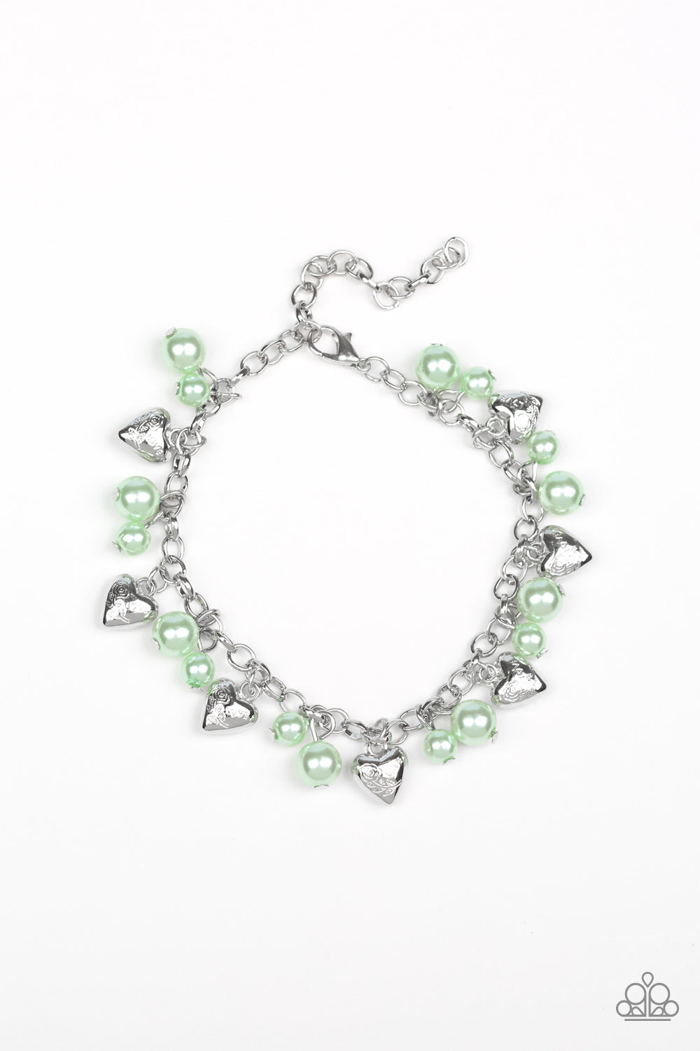 One Of A KIND- HEARTED Green Bracelet- Paparazzi