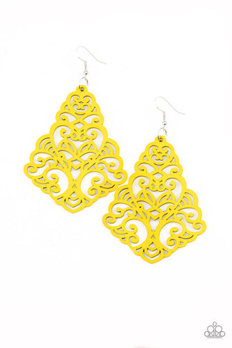 Powers Of Zen Yellow Earrings- Paparazzi