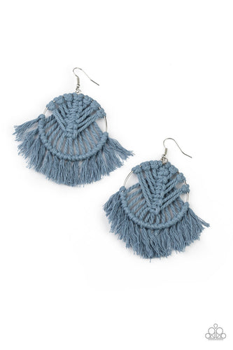 All About MACRAME Blue Earrings- Paparazzi