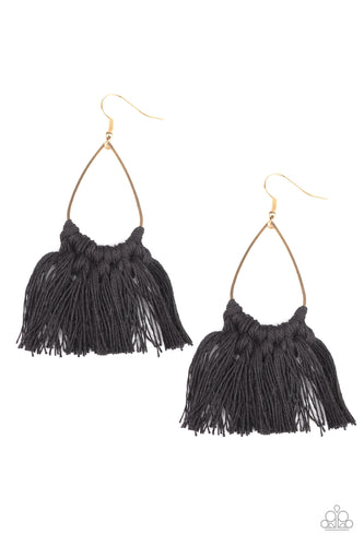 Tassel Treat Black Earrings- Paparazzi
