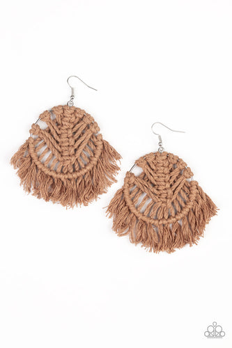 All About MACRAME Brown Earrings- Paparazzi
