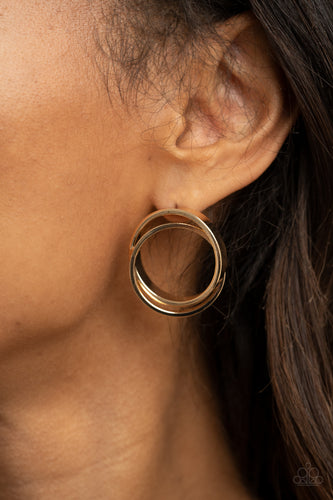 Always In The Loop Gold Earrings- Paparazzi