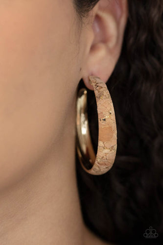 A CORK In The Road Gold Earrings- Paparazzi