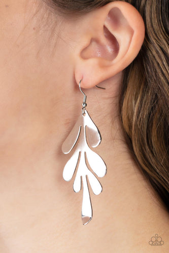A FROND Farewell Silver Earrings- Paparazzi