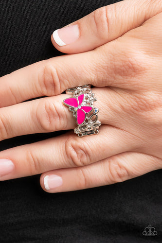 All FLUTTERED Up Pink Ring- Paparazzi