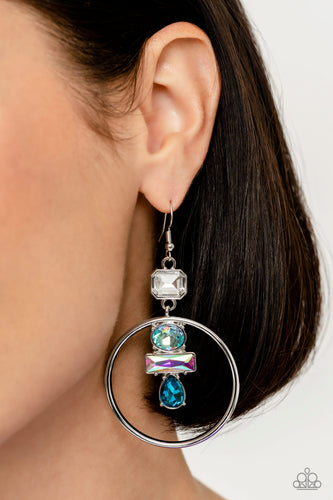 Geometric Glam Blue Earrings- Paparazzi
