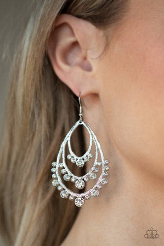 Break Out In TIERS White Earrings- Paparazzi