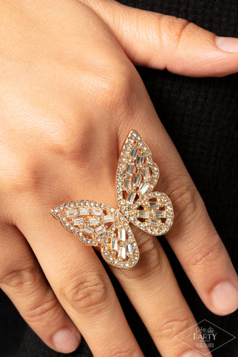 Flauntable Flutter Gold Ring- Paparazzi