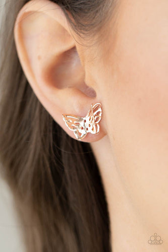 Flutter Fantasy Rose Gold Earrings- Paparazzi