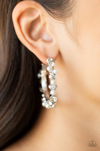 Let There Be SOCIALITE White Earrings- Paparazzi