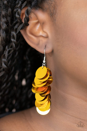 Now You SEQUIN It Gold Earrings- Paparazzi