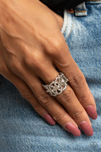 OVAL-Ruled White Ring- Paparazzi