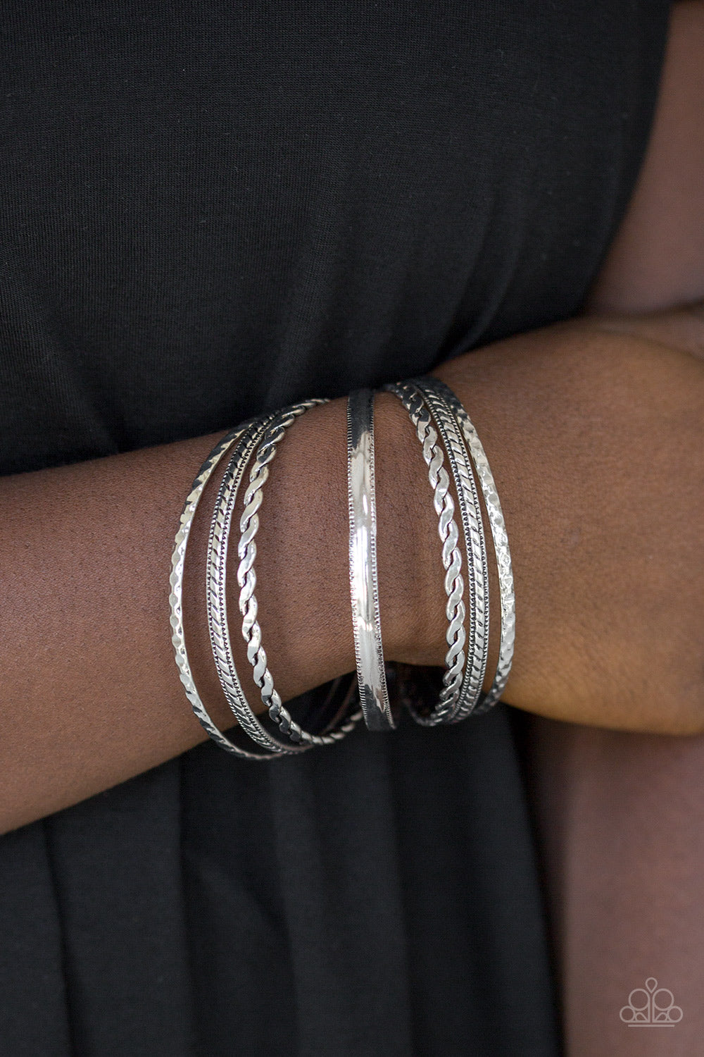 Rattle And Roll Silver Bracelet- Paparazzi
