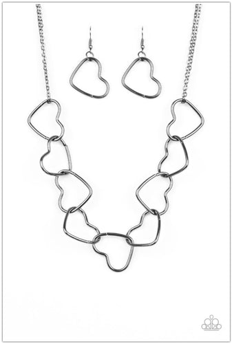 Unbreak My Heart Black Necklace- Paparazzi