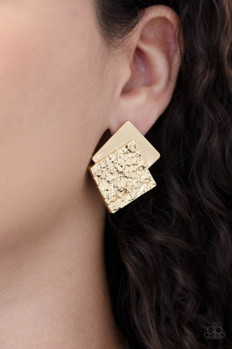 Square With Style Gold Earrings- Paparazzi